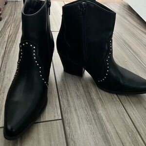 Centro Point Black Studded Ankle Boots
